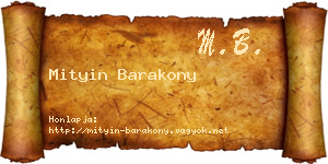 Mityin Barakony névjegykártya